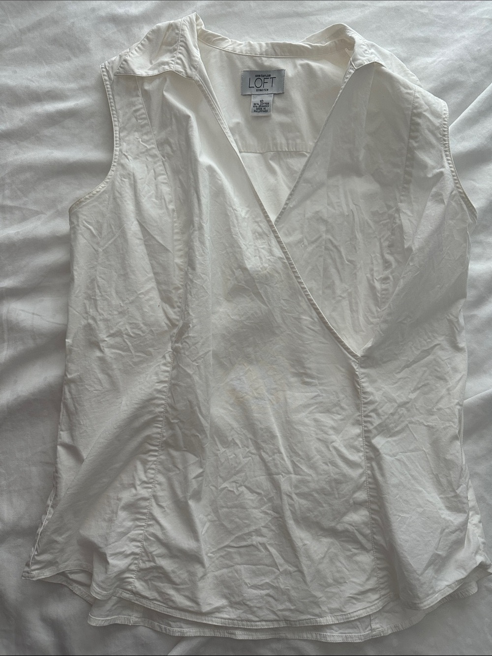 LOFT White Sleeveless Wrap V-Neck Top